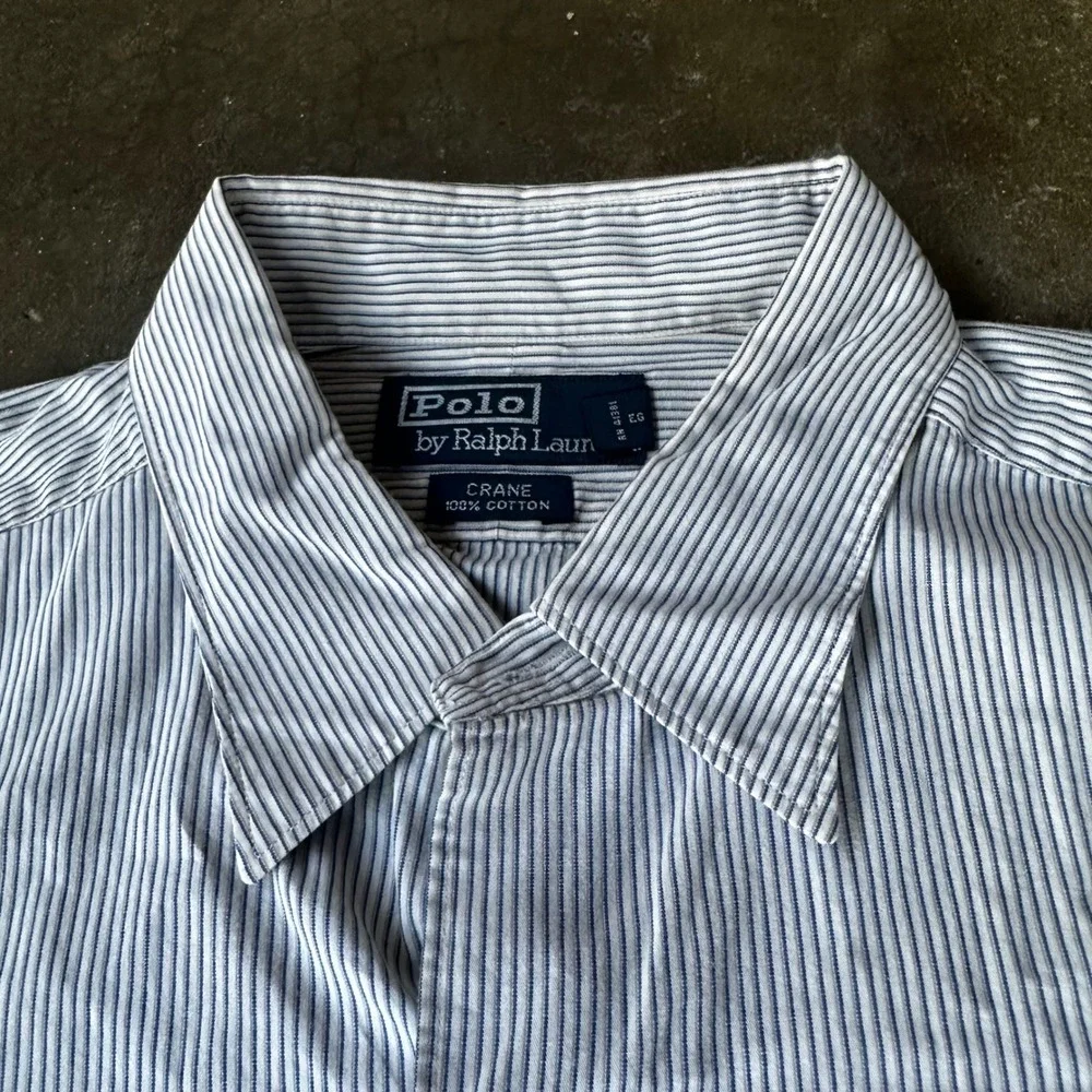 Polo Ralph Lauren Button Down Mens Large Blue White Striped Crane Shirt